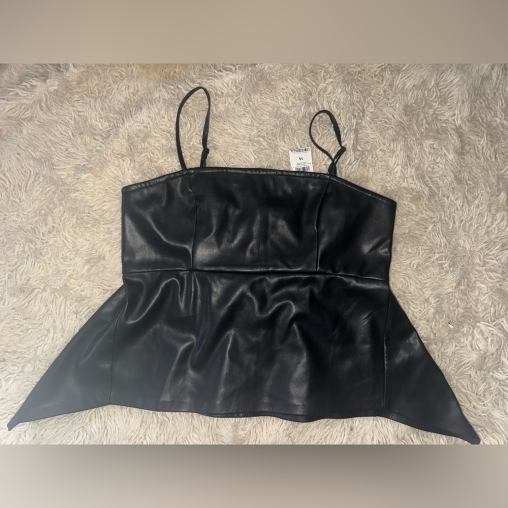 NWT Bar III Women's  Faux-Leather Peplum Top (14) $60